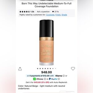 Too Faced Born This Way Foundation — Natural Beige (Light Medium)